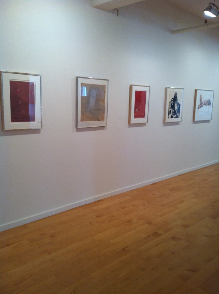 Berggruen Memorial Show — gallery wall with five framed works on paper