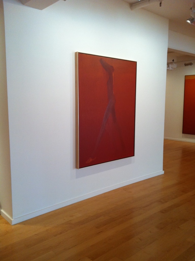 Berggruen Memorial Show — dark red canvas with raised-arms figure
